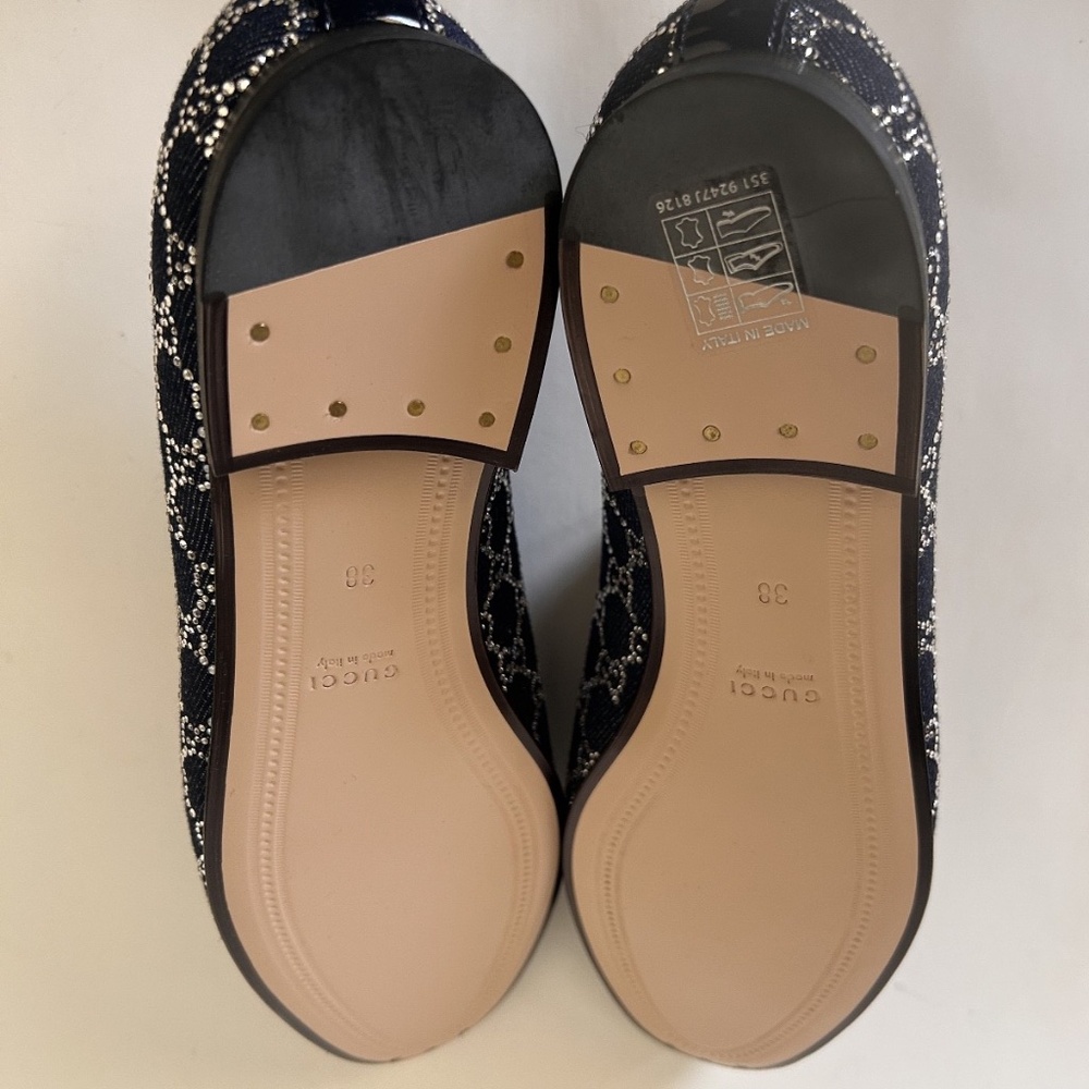 GUCCI Jordaan Loafer Canadian Denim w/ GG Sparkling Crystals Size 8 NIB 836047 - Picture 10 of 12